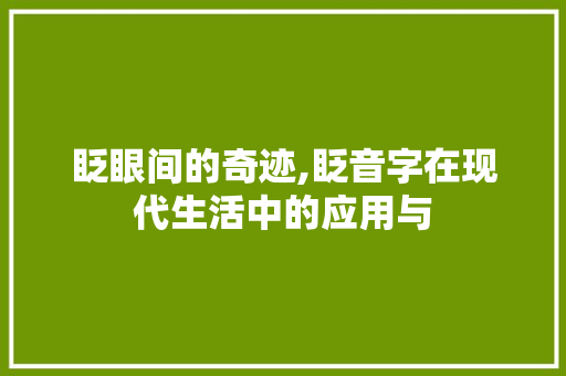 眨眼间的奇迹,眨音字在现代生活中的应用与
