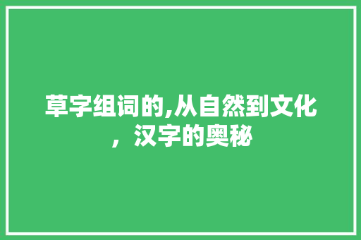 草字组词的,从自然到文化，汉字的奥秘