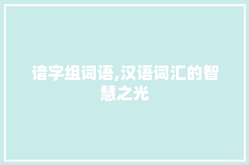 谙字组词语,汉语词汇的智慧之光