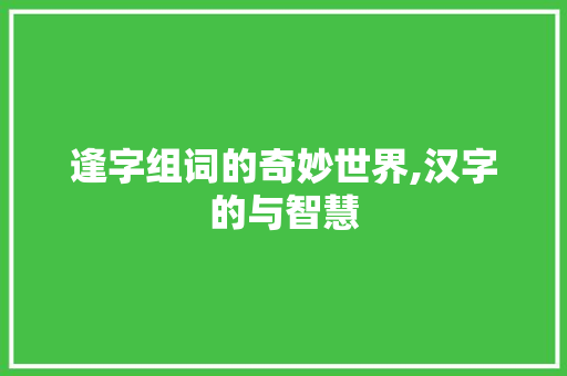 逢字组词的奇妙世界,汉字的与智慧