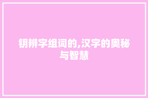 钥辨字组词的,汉字的奥秘与智慧