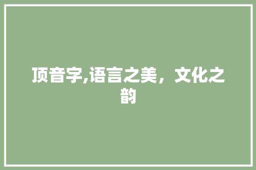 顶音字,语言之美，文化之韵