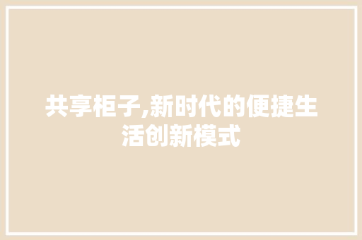 共享柜子,新时代的便捷生活创新模式