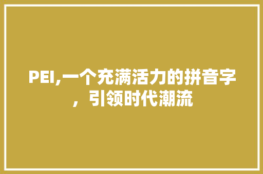 PEI,一个充满活力的拼音字，引领时代潮流