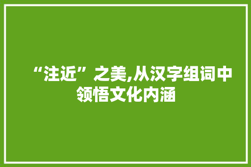 “注近”之美,从汉字组词中领悟文化内涵