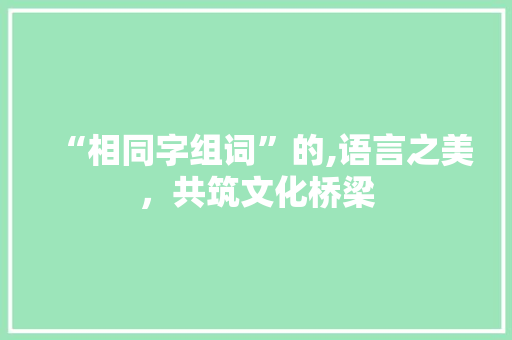 “相同字组词”的,语言之美，共筑文化桥梁