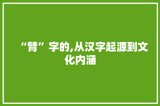 “臂”字的,从汉字起源到文化内涵