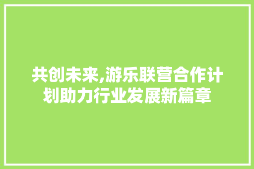 共创未来,游乐联营合作计划助力行业发展新篇章