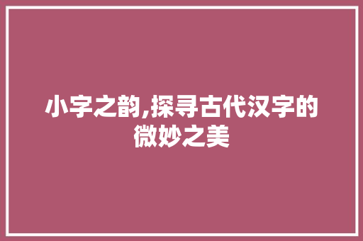 小字之韵,探寻古代汉字的微妙之美