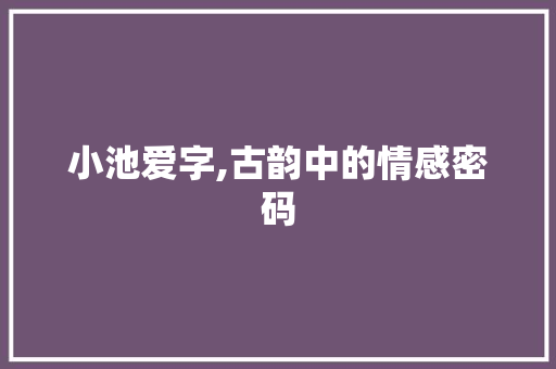 小池爱字,古韵中的情感密码