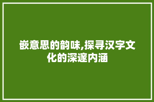 嵌意思的韵味,探寻汉字文化的深邃内涵