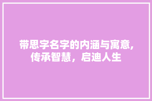 带思字名字的内涵与寓意,传承智慧，启迪人生 成语汇编