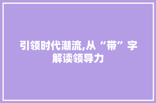 引领时代潮流,从“带”字解读领导力
