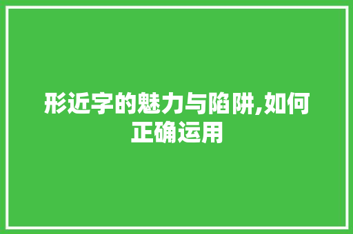 形近字的魅力与陷阱,如何正确运用