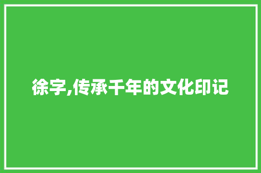 徐字,传承千年的文化印记