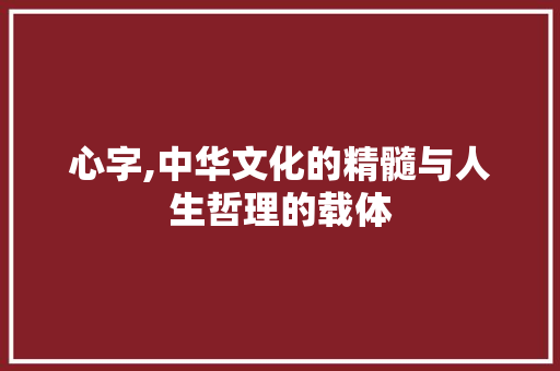 心字,中华文化的精髓与人生哲理的载体