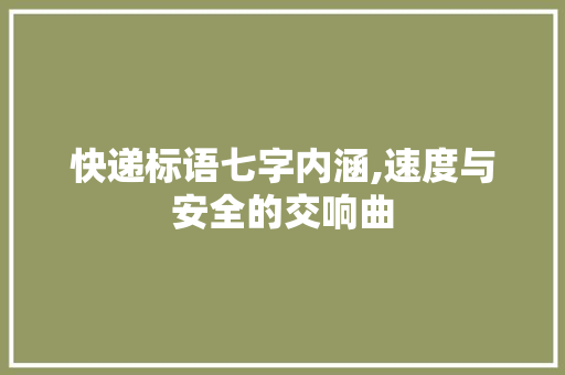 快递标语七字内涵,速度与安全的交响曲