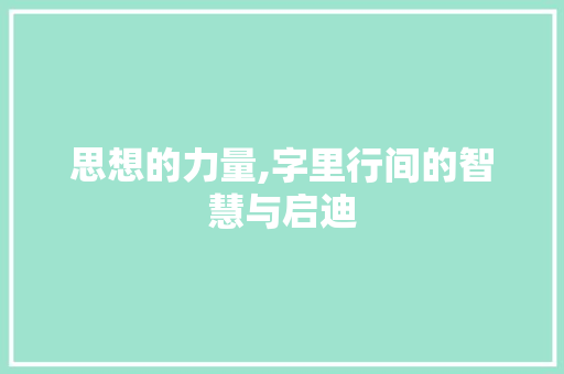 思想的力量,字里行间的智慧与启迪