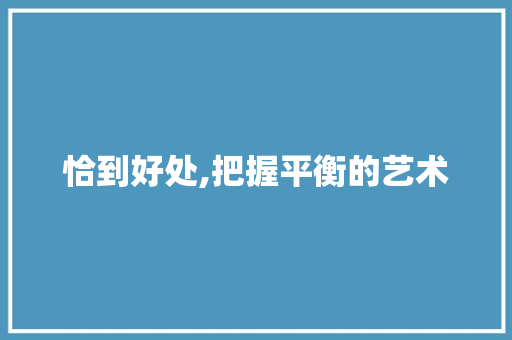 恰到好处,把握平衡的艺术 英语单词