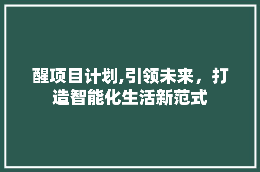 醒项目计划,引领未来，打造智能化生活新范式