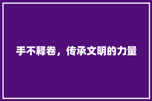 手不释卷，传承文明的力量