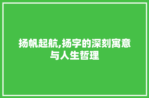 扬帆起航,扬字的深刻寓意与人生哲理