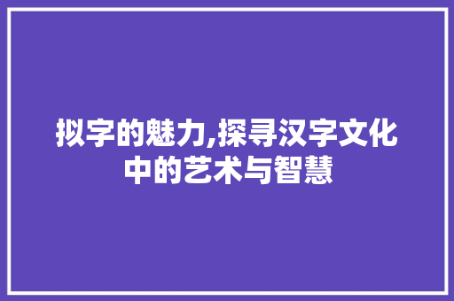 拟字的魅力,探寻汉字文化中的艺术与智慧