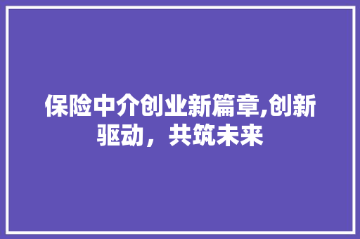 保险中介创业新篇章,创新驱动，共筑未来