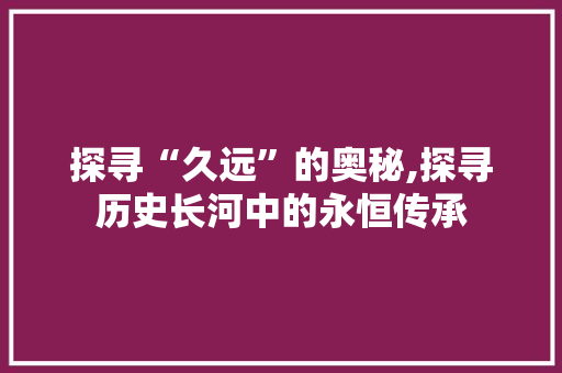探寻“久远”的奥秘,探寻历史长河中的永恒传承