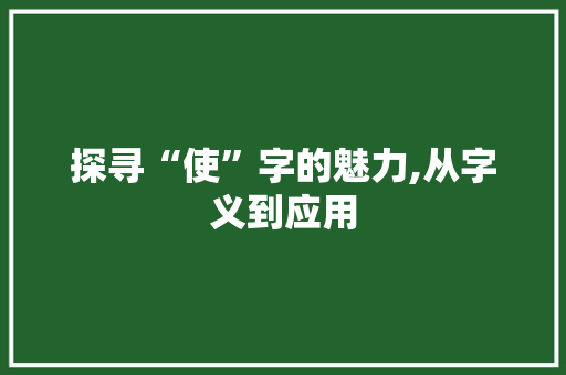 探寻“使”字的魅力,从字义到应用