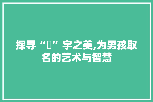 探寻“偲”字之美,为男孩取名的艺术与智慧