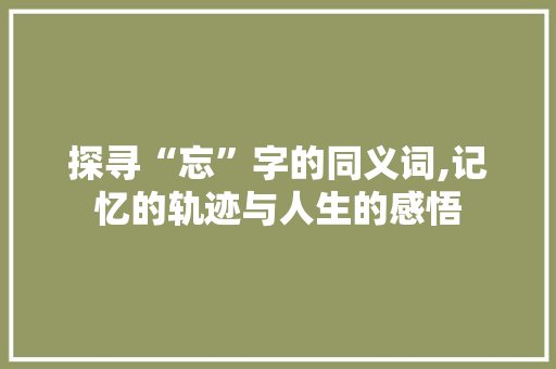 探寻“忘”字的同义词,记忆的轨迹与人生的感悟