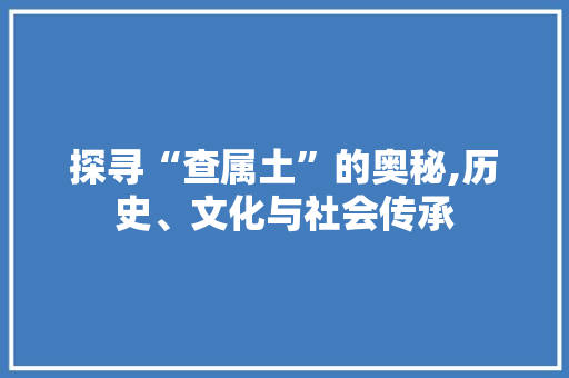 探寻“查属土”的奥秘,历史、文化与社会传承