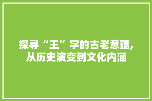 探寻“王”字的古老意蕴,从历史演变到文化内涵