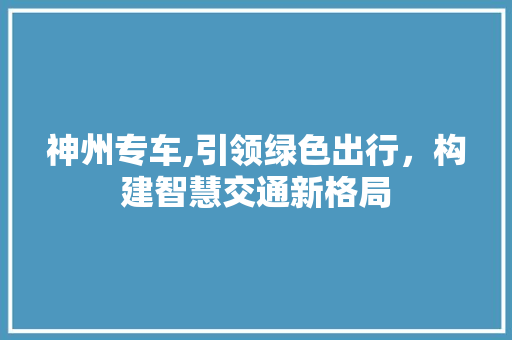 神州专车,引领绿色出行，构建智慧交通新格局