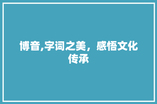 博音,字词之美，感悟文化传承
