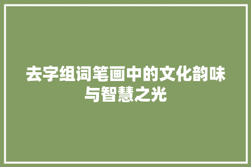 去字组词笔画中的文化韵味与智慧之光