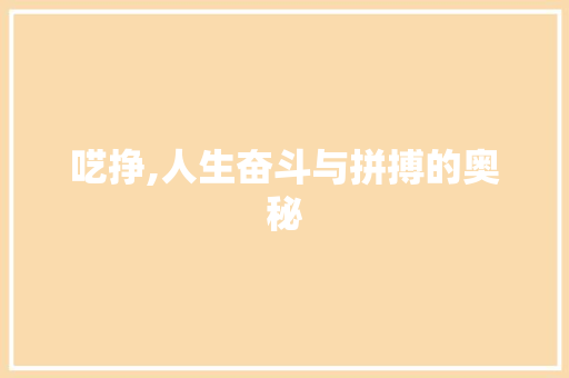 呓挣,人生奋斗与拼搏的奥秘