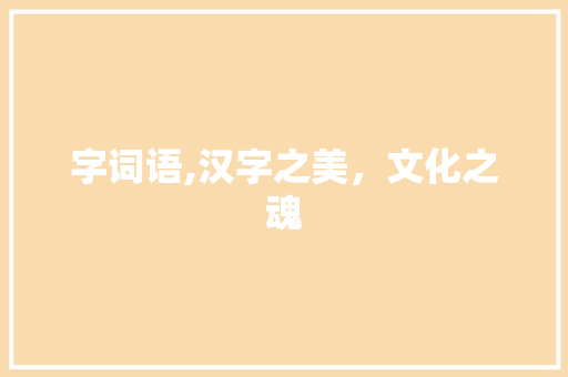 字词语,汉字之美，文化之魂