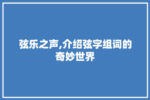 弦乐之声,介绍弦字组词的奇妙世界