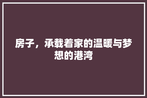 房子，承载着家的温暖与梦想的港湾