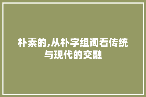 朴素的,从朴字组词看传统与现代的交融