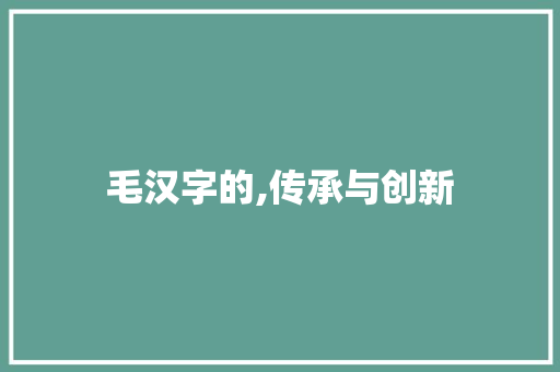 毛汉字的,传承与创新