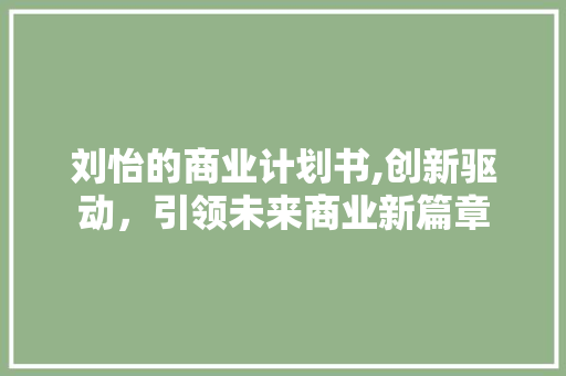 刘怡的商业计划书,创新驱动，引领未来商业新篇章