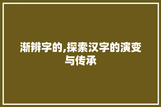 渐辨字的,探索汉字的演变与传承