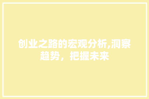 创业之路的宏观分析,洞察趋势，把握未来