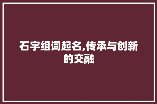 石字组词起名,传承与创新的交融