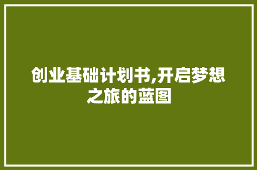 创业基础计划书,开启梦想之旅的蓝图