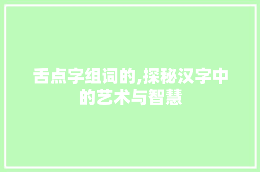 舌点字组词的,探秘汉字中的艺术与智慧