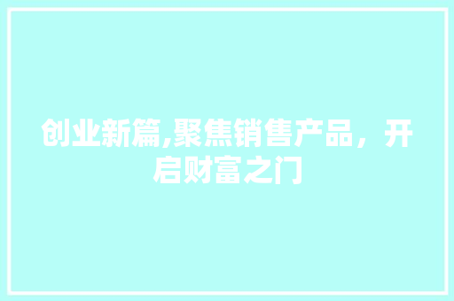创业新篇,聚焦销售产品，开启财富之门